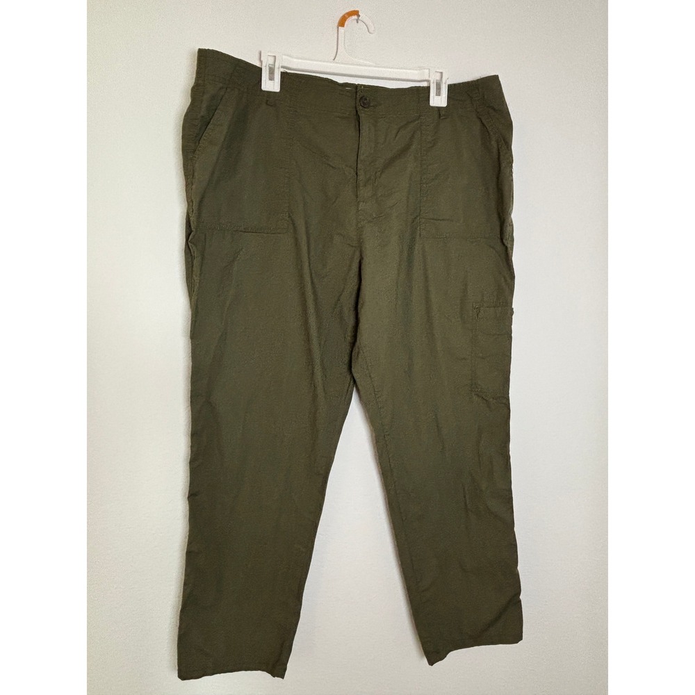 Liz Claiborne Womens Olive Green Cargo Utility Pants Size 18 Straight Leg Cotton